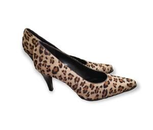 Franco Sarto Leopard Calf Hair Pointy Toe Dress Heels - Size 8M